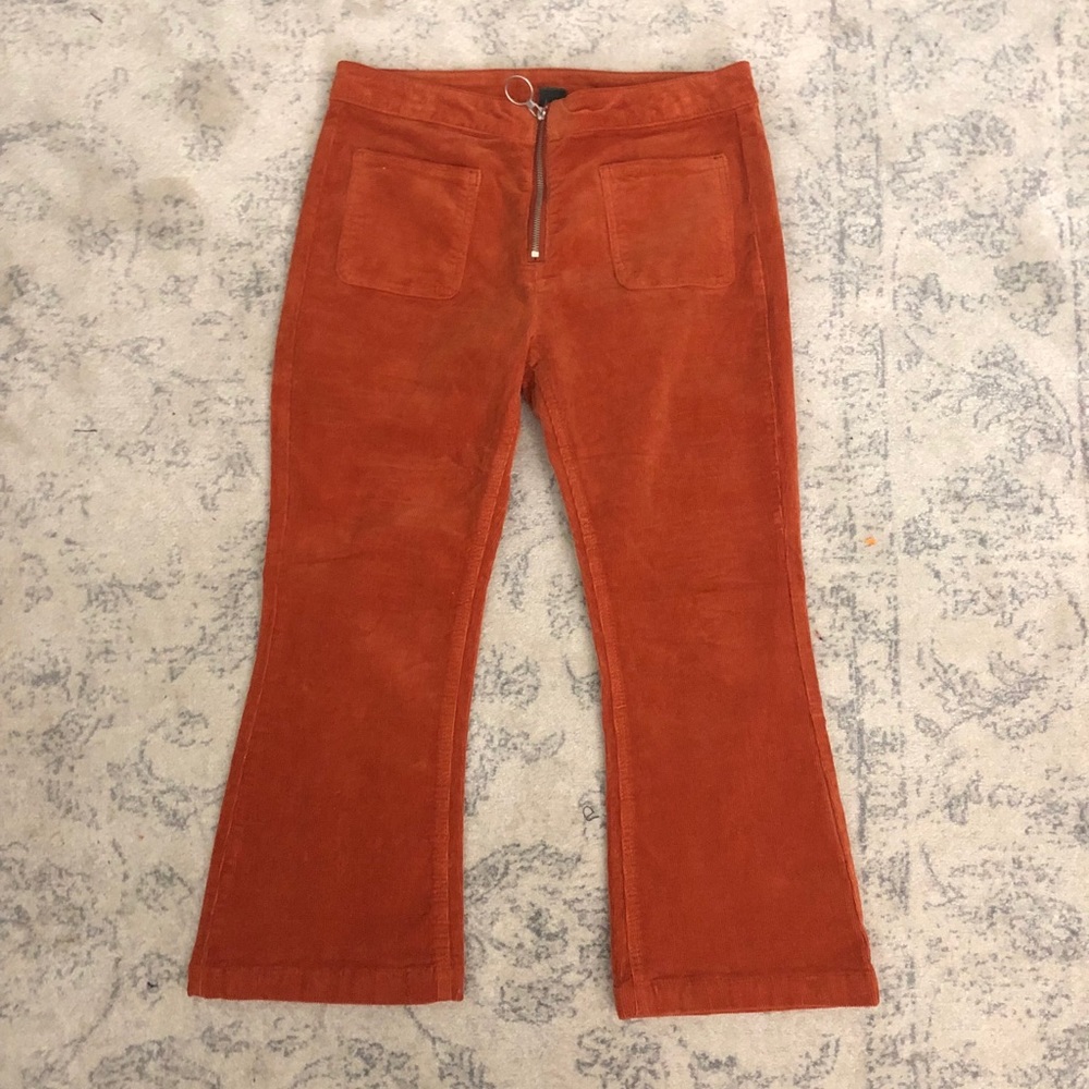Burnt orange cropped flare pants